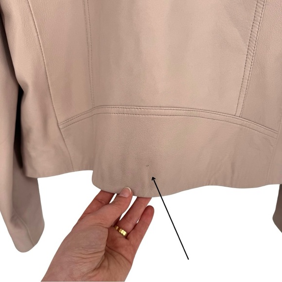 All Saints 8 Dalby Slim-Fit Leather‎ Biker Jacket Misty Pink Zipper Moto Boho - Picture 9 of 15